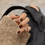 24PCS Fake Black Nails Press On Nails Overhead With Sticker Short And Long Shape Cute Nail Art Tools For Manicure DN01