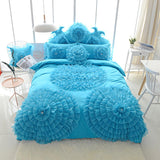 Pisoshare Korean Lace Flower Princess Wedding White Duvet Cover Bedspreads Bed Skirt Pillowcases Cotton Home Textile Bedding Set Luxury