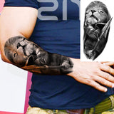 Black Skull Halloween Skeleton Temporary Tattoo For Men Adults Realistic Lion Tiger Wolf Scary Fake Tattoo Sticker Forearm Tatoo