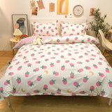 Pisoshare 3/4pcs Kawaii Strawberry Orange Bedding Set Twin Full Queen King Size Duvet Cover Bed Sheet Pillowcases For Home Girl Children