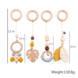 1set Baby Wooden Rattle Toys Play Gym Mobile Hanging Sensory Toys Foldable Play Gym Frame Activity Gym Baby Room Decorations Toy