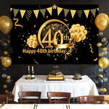 Black Gold Birthday Party Decorations 30 40 50 Years Old Birthday Adult 30th 40th 50th Birthday Background Backdrop Anniversary