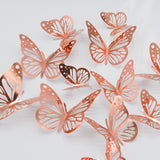12Pcs/set 3D Hollow Butterflies Stickers Metal Gold Silver Rose Gold Hollow Butterfly for Party Balloons Home Decor Wall Decor
