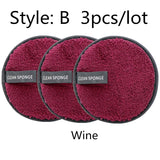 Reusable Makeup Remover Pads Wipes 3pcs Microfiber Make Up Removal Pad Sponge Cleaning Remover Tool