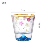 Pisoshare Creative Sakura Mount Fuji Glass Tea Cup Mug Wineglass Clean Glasses With Double Bottom Cold Drink Juice Milk Cups Drinkware New