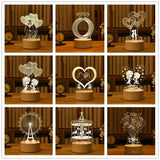 Romantic Love 3D Lamp Heart-shaped Acrylic LED Night Light Tree Decorative Table Lamp Valentine's Day Christmas Decoration Gifts
