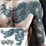 Pisoshare New Waterproof Tattoo Sticker Male Half Shoulder Dragon Totem Breastplate Flame Flower Arm Art Fake Tattoo Black Big Size Tattoo
