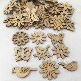 50pcs Natural Wood Christmas Ornaments Pendant Hanging Gifts Elk Deer Snowflake Xmas Tree New Year Party Decorations for Home