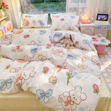 Pisoshare Rosered Bedding Set Flora Summer Duvet Cover Pillowcase Comforter Bag Flat/Fitted Sheet King Bedclothes Home Textile Twill Print