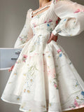 2023 Summer Korean Fashion Y2k Mini Dress Woman Beach Chiffon Elegant Floral Sundress Party Casual Vintage Dress Office Lady