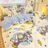 Pisoshare Kawaii 100 Cotton Bedding Set For Girls Women Kids Cute 4 Pieces Set Flat Fitted Bed Sheet Set With Duvet Covers Queen King Size