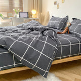 Nordic Duvet Cover Set with Quilt Cover Bedsheet Pillowcase Luxury Bedroom Bedding Set Fashion Plaid Bed Linen Flat Sheet Set