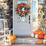 Fall Peony And Pumpkin Wreath - Year Round Wreath Front Door Home Farmhouse Decor Festival Celebration Autumn Wreath Decor