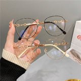 Vintage New Oval Metal Frame Glasses Women Fashion Optical Myopia Blocking Eyewear Popular Reading Anti-blue Light Eyeglasses