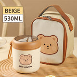 Pisoshare Cute 304 Stainless Steel Vacuum Thermal Lunch Box Leak Proof Bento Breakfast Soup Cup Insulated Lunch Bag Food Warmer Containers