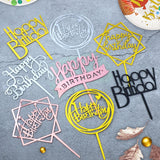 10pcs/bag Happy Birthday Cake Topper Gold Silver Acrylic Cake Topper Kids Birthday Party Supplies Cake Decorations Baby Shower