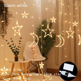2023 Navidad Balls Moon Star Curtain Lights Fairy Garland Christmas Decorations for Home Outdoor Wedding Party Room Lights Decor