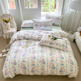 100% Cotton Small Fresh Duvet Cover,French Idyllic Garden Style Bedding Set,1 Duvet Cover,2 Pillowcase,133x72 Fabric