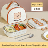 304 Stainless Steel Lunch Box For Adults Kids School Office Microwavable Bento Box With Bag Insulated Food Storage Containers