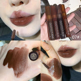 7 Colors Pink Mirror Water Lip Gloss Dark Brown Lip Oil Waterproof Non-stick Cup Liquid Lipstick Nude Brown Clear Tint Makeup
