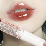 Waterproof Mirror Water Light Glass Lip Gloss Lip Glaze Nude Brown Clear Lip Tint Not Sticky Moisturizing Lipstick Lip Oil 1PC