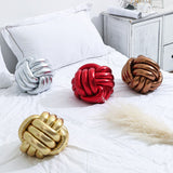 Pisoshare Knotted Ball Cushion Pillow Round Decorative Throw Pillows for Sofa Bronzing Couch Back Cushion Living Room Bedroom Home Decor