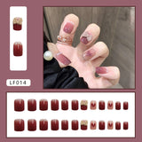 24Pcs/Box Sweet Short Round/Square Head False Nail Art Full Cover Detachable Artificial Fake Nails Ballerina Press on Nails Tips