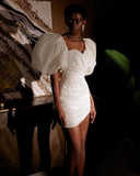 Sparkle White Short Puff Sleeves Mini Prom Dresses Sweetheart Elegant Evening Party Dress Cocktail Dresses For Women