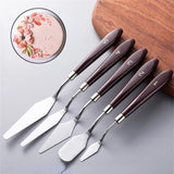 5Pcs/set Cake Spatula Set Stainless Steel Butter Cream Knife Cake Scraper Smoother Metal Cake Decoration Baking Pastry Tools