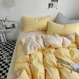 Pisoshare Ins Simple Solid Color Bedding Set Luxury Duvet Cover Double Pillowcase Woman Adult Beds Sheet Full Queen King Size Home Textile