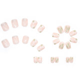 24pcs Camellia Flower Fake Nail Patch Short Style False Nails Decoration Nail Pieces for Girl Women Wearable Artificial Nail Tip
