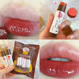 1PC Fruit Lip Balm Peach Tea Color Lip Gloss Natural Lasting Moisturizing Lighten Lip Lines Color Changing Jelly Plump Lip Care