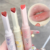 Flower Series Heart-shaped Lipstick Nourishing Mirror Water Jelly  Lip Makeup Long-lasting Waterproof Lip Gloss Women Cosmetic
