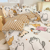 Pisoshare Cute Cartoon Children Bedding Set For Girls Cotton Double Bed Fitted Sheet Queen Size With Bed Sheet Pillow Case Duvet Cover Set
