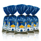 50pcs Eid Mubarak Gift Bags Moon Mosque Plastic Candy Treat Bag Ramadan Mubarak Muslim Festival Party Favor Pack Bag Eid Al-fitr