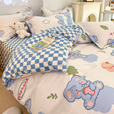 Pisoshare Cute Cartoon Children Bedding Set For Girls Cotton Double Bed Fitted Sheet Queen Size With Bed Sheet Pillow Case Duvet Cover Set