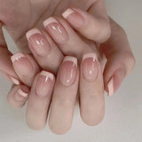 24pcs Summer Short Natural Nude White French Nail Tips False Fake Nails Acrylic Press on Ultra Easy Wear for Home Office Wear