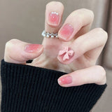 24PCS/box Mid-length  stiletto nail tips Gradients wear full cover paragraph fashion Manicure patch false fingernails for girls