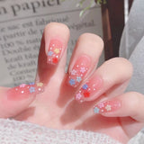 Sweet Summer Fake Nails Patches Pink Candy Color Press on Nails Women Wearable Nail Art Stickers Full Finished False Nails 24pcs