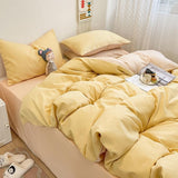 Pisoshare Cream Style Pink Yellow Bedding Set Twin Full Queen King Size Bed Linen Girls Adults 180x220cm Bed Flat Sheet Pillowcase Kawaii