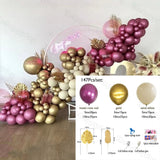 124Pcs Red Gold Sand White Balloons Arch Garland Kit Metal Balloons Gold Plam Leaves DIY Balloon Arch Valentine's Day Balloons