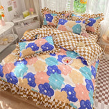 Pisoshare Korean Princess Strawberry Bedsheet Bedspread Queen Size Duvets Cover Linens Comforter Bedding with Pillowcases Luxury Pink