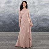 Charming Hot Sale Dusty Rose Mother of the Bride Dresses Lace 2023 Latest Wedding Party Gowns with 3/4 Sleeves Bateau Neckline