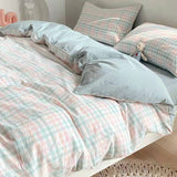 Pisoshare Fashion Bedding Set Hot Checkerboard Boys Girls Single Double Queen Size Flat Sheet Quilt Duvet Cover Pillowcase Bed Linens