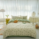 100% Cotton Small Fresh Duvet Cover,French Idyllic Garden Style Bedding Set,1 Duvet Cover,2 Pillowcase,133x72 Fabric