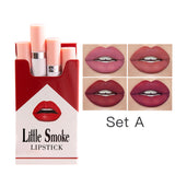 4Pcs Matte Velvet Cigarette Lipstick Long Lasting Moisturizing Lip Gloss Waterproof  Lip Balm Kit Cosmetic Accessories Gift