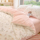 Pisoshare Ins Pink Flowers Bedding Set Flat Bed Sheet Duvet Cover Twin Full Queen Nordic Bed Linen Boys Girls Floral Cartoon Bedding Sets