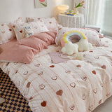 Pisoshare Pink Strawberry Rabbit Bedding Set Princess Girl Heart Double Queen King Size Bed Sheet Duvet Cover Soft Quilt Cover Pillowcase