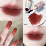 Pisoshare Lovely Strawberry Lip Mud Clay Velvet Matte Lipstick Makeup Waterproof Long-lasting Smooth Red Lip Tint Pigment Lip Gloss 6Color