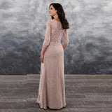 Charming Hot Sale Dusty Rose Mother of the Bride Dresses Lace 2023 Latest Wedding Party Gowns with 3/4 Sleeves Bateau Neckline
